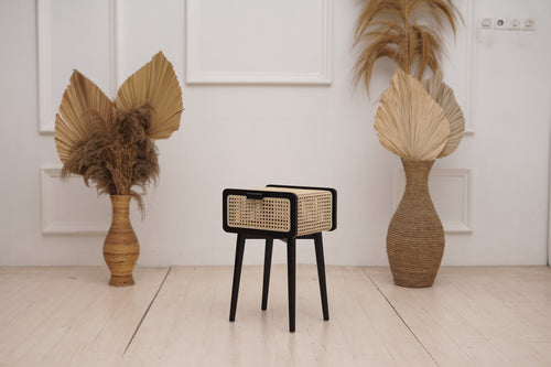 MALAYIN - RATTAN SIDE TABLE - BLACK