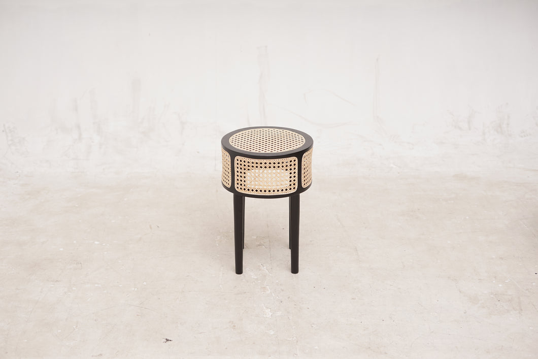 MALAYIN - ROUND RATTAN SIDE TABLE - BLACK